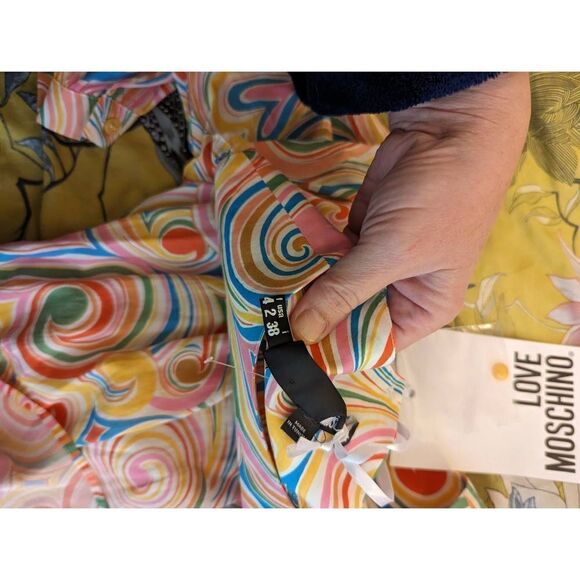 LOVE Moschino drop waist colorful 3/4 sleeve heart dress sz 2 nwt - Picture 5 of 6